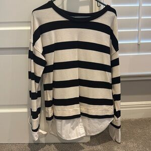 J Crew size small striped top with double shirt look